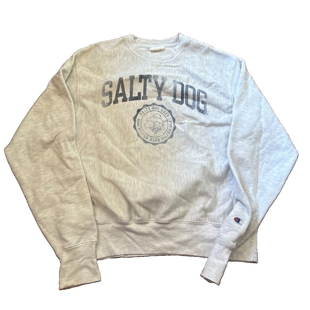 Y2K Salty Dog Cafe Hilton Head Island Gray M Sweatshirt Champion Reverse Weave